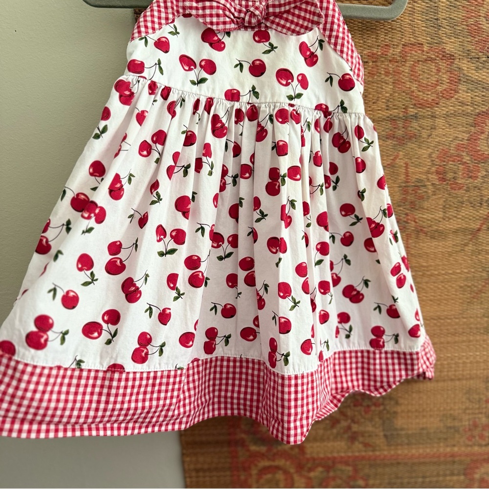 Vintage Cherry Print & Gingham Cotton Summer Dress - Picture 3 of 6